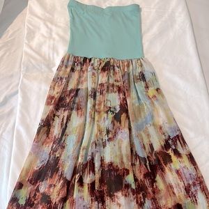 Teal Strapless Maxi w/Back X Design